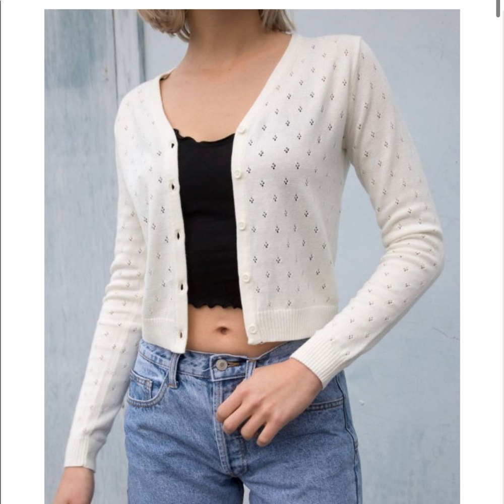 brandy melville white/cream cardigan with eyelets